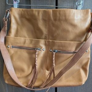 The Sak Tan Leather Crossbody Bag with Braided Accents
